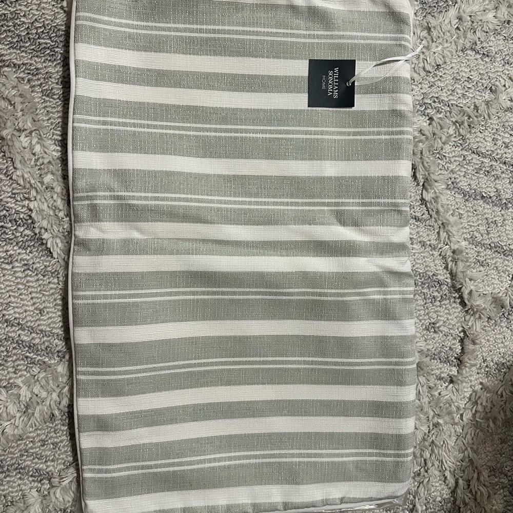 William Sonoma Gray and White Striped Outdoor Pillow Case